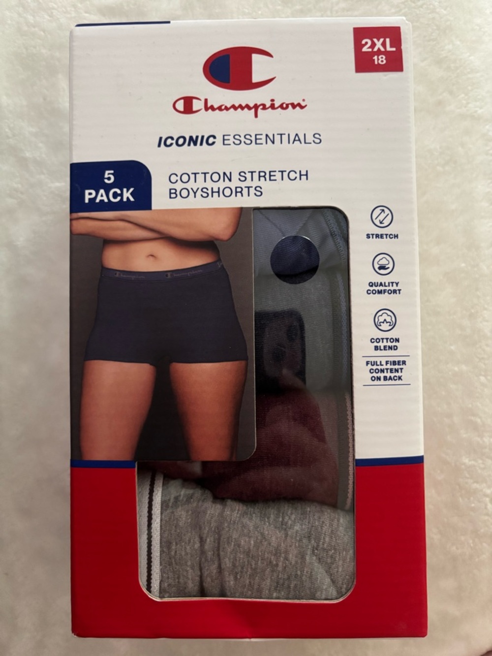 NEW Champion 2XL Women’s Cotton Underwear Panties Boyshort Iconic Essentials - Picture 6 of 8